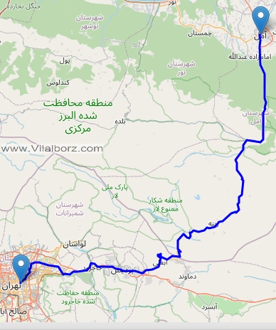نقشه راه تهران - آمل