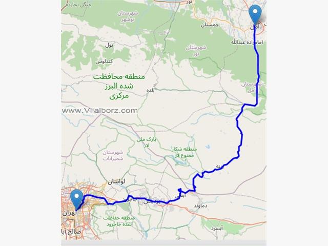 فاصله تهران تا آمل با نقشه و امتیازات شهر آمل